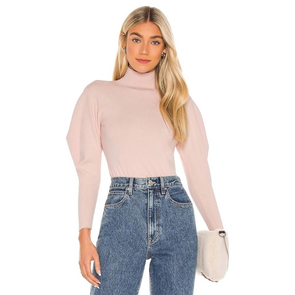 A.L.C. Samuel Sweater Pullover Mock Neck Puff Shoulders Blush Pink XL NWT